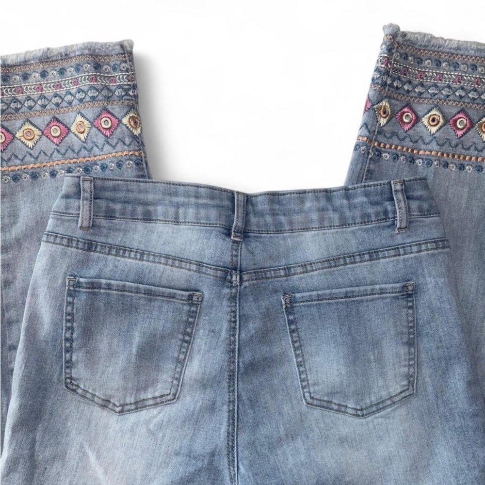 Charlies Blue Flare Jeans with Embroidered Hem